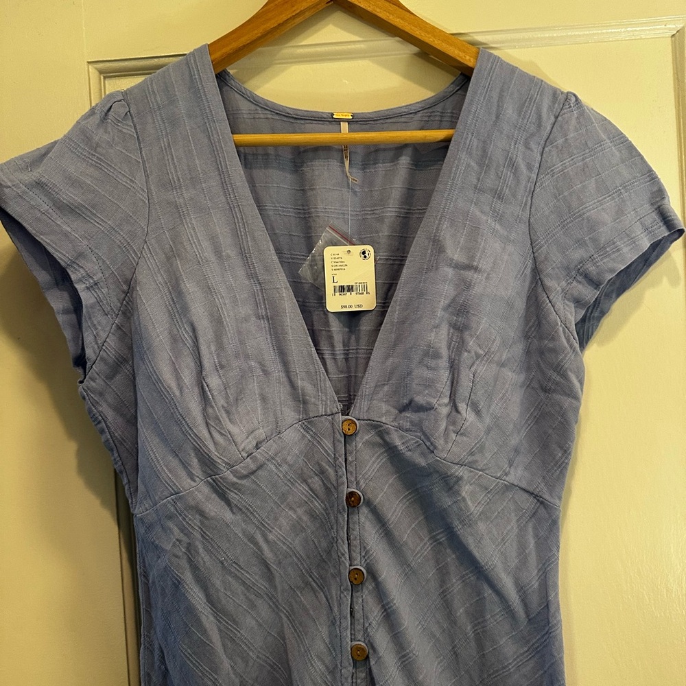 NWT Free People Blue Button-Down Dress size L - Picture 2 of 4